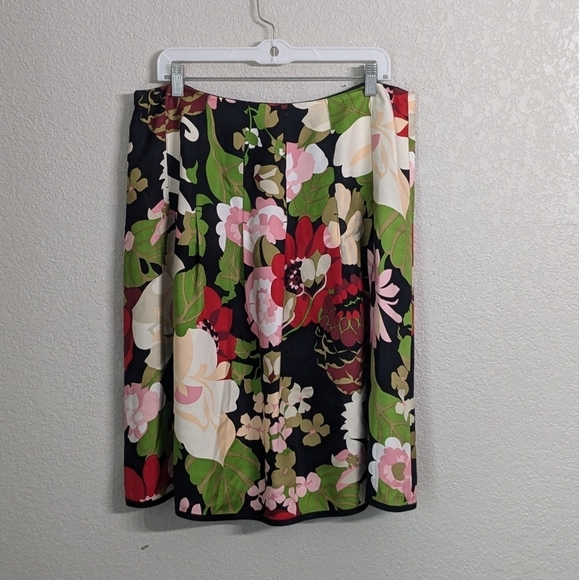 Talbots Pure Silk Multicolor Floral Print A-Line Skirt Below Knee Length 12 - Picture 3 of 11